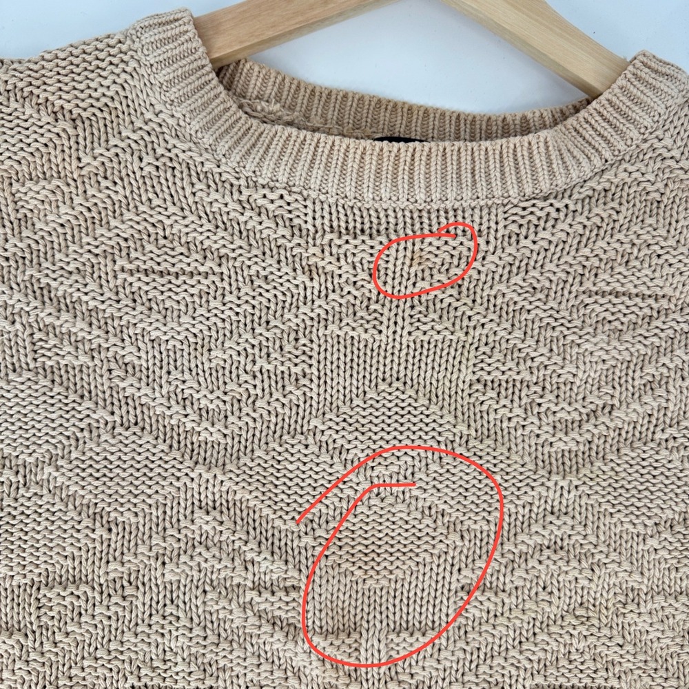Vtg 80s GAP Men's Tan Textured 3D Knit Sweater Pullover Long Sleeve Crew Neck XL - Picture 8 of 9